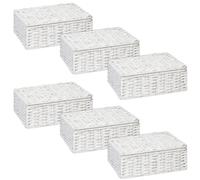 ARPAN White Paper Rope Storage Basket with Lid & Insert Handles, Woven Storage Hamper Organiser Box for Bedroom, Bathroom, Nursery, Living Room & Home Storage (6, Small)