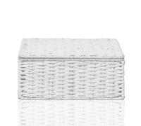 ARPAN White Paper Rope Storage Basket with Lid & Insert Handles, Woven Storage Hamper Organiser Box for Bedroom, Bathroom, Nursery, Living Room & Home Storage (1, Medium)