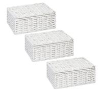ARPAN White Paper Rope Storage Basket with Lid & Insert Handles, Woven Storage Hamper Organiser Box for Bedroom, Bathroom, Nursery, Living Room & Home Storage (3, Medium)