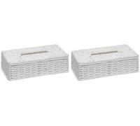ARPAN White Paper Rope Tissue Box Cover, Rectangular Tissue Holder for Home, Bathroom or Office (26 x 13.5 x 10 cm) (Pack of 2)