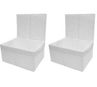 Arpan White Paper Rope Woven Storage Xmas Hamper Basket Box With White Cloth Lining (Medium -W32.5xD24xH15cm) (Pack of 2)