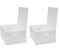 Arpan White Paper Rope Woven Storage Xmas Hamper Basket Box With White Cloth Lining (Small -W28xD20xH11cm) (Pack of 2)