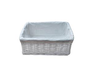 Arpan White Wicker Storage & Hamper Basket with White Cloth Lining - Small Baskets for Xmas, Wedding, Confetti & Parties, Snack Basket, Wicker Baskets Multipack