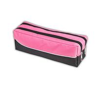 ARPAN X-Large Size Double Zip Fabric Pencil Case - Ideal for School/College/Uni.- Make Up -x 1 (Pink)