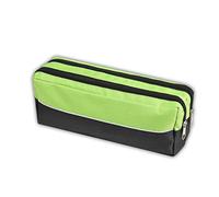 ARPAN X-Large Double Zip Fabric Pencil Case, Rectangular Pencil Case for School, College, Art & Make-Up Storage, 25 x 8 x 5 cm (Lime Green)