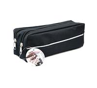 ARPAN X-Large Size Double Zip Fabric Pencil Case - Ideal for School/College/Uni.- Make Up -x 1 (Black)