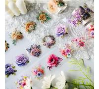 Arpaper Washi Tape Set, 3 Rolls Flowers PET Wide Washi Tapes Transparent Stickers for Scrapbooking, Journaling, Bullet Journals, Planners, Mobile Phones, Photo Albums DIY (Sea of Flowers 1)