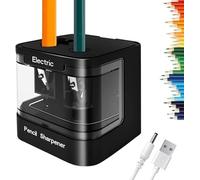 ARPDJK Electric Pencil Sharpener USB and Battery Mains Operated for Kids Adults Heavy Duty Double Hole Automatic Electronic Pencil Sharpener with Container for Colored Pencil