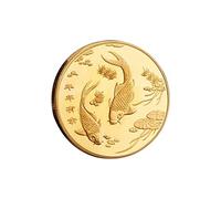 ARPELC Chinese Two Koi Fish Gold Coin Lucky Mascot Collectible Coins for Feng Shui Decoration Silver/Gold Badge Souvenirs
