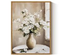 ARPEOTCY Framed Canvas Wall Art Prints, Bathroom Kitchen Shelf Decor, Flowers Neutral Rustic Botanical Paintings Room Wall Decor, Vintage Aesthetic Decor for Bedroom Living Room Hallway, 30x40cm