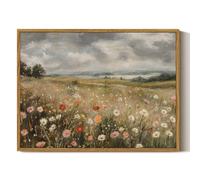 ARPEOTCY Framed Canvas Wall Art Prints, Colorful Wildflower Paintings, Farmhouse Landscape Wall Art for Bedroom Living Room Office, Vintage Bathroom Shelf Decor Aesthetic, 30x40cm