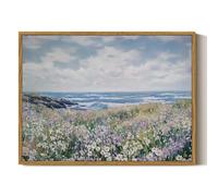 ARPEOTCY Framed Canvas Wall Art Prints, Living Room Hallway Shelf Decor, Coastal Landscape Meadow Wildflower Paintings Wall Decor, Vintage Decor for Bedroom Bathroom, Aesthetic Room Decor, 30x40cm