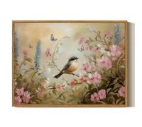 ARPEOTCY Framed Canvas Wall Art Prints, Living Room Hallway Shelf Decor, Retro Floral Bird Animal Wildflower Meadow Paintings Room Wall Decor, Vintage Aesthetic Decor for Bedroom Bathroom, 30x40cm