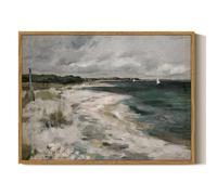 ARPEOTCY Framed Canvas Wall Art Prints, Living Room Hallway Shelf Decor, Seaside Landscape Picture Paintings Wall Decor, Vintage Decor for Bedroom Bathroom Table, Aesthetic Room Decor, 30x40cm