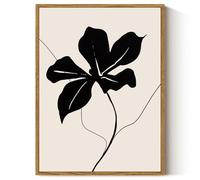 ARPEOTCY Framed Canvas Wall Art Prints, Vintage Black Abstract Minimalist Flower Art Home Shelf Decor Aesthetic, Rustic Mid Century Oil Paintings for Bedroom Bathroom Decor, 30x40cm