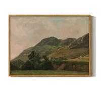 ARPEOTCY Framed Canvas Wall Art Prints, Vintage Mountain Landscape Wall Art for Living Room Bedroom, Rustic Farmhouse Paintings Picture, Retro Bathroom Shelf Decor Aesthetic, 30x40cm