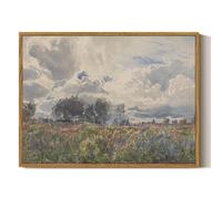 ARPEOTCY Framed Canvas Wall Art Prints, Vintage Watercolor Wildflower Sky Prints, Retro Landscape Wall Art for Living Room Bedroom Office Shelf Decor, Farmhouse Bathroom Decor Aesthetic, 30x40cm