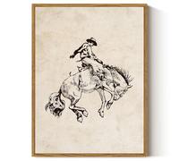 ARPEOTCY Framed Canvas Wall Art, Western Wild Cowboy Art Print, Retro Western Country Decor for Living Room Bedroom Bathroom Shelf Office, Vintage Rustic West Decor,12x16 Inch