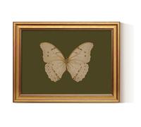 ARPEOTCY Retro Gold Framed Canvas Prints Wall Art, Vintage Bathroom Decor, Classical Moody White Butterfly Green Paintings Aesthetic Farmhouse Wall Decor for Bedroom Living Room Shelf, 30x40cm
