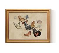 ARPEOTCY Retro Gold Framed Canvas Prints Wall Art, Vintage Bedroom Decor, Classical Flying Butterflies Gallery Paintings Aesthetic Farmhouse Wall Decor for Living Room Bathroom Shelf, 30x40cm