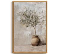 ARPEOTCY Vintage Framed Canvas Wall Art, 16x24 Inch, Large Classic Olive Tree in Vessel Prints for Home Decor, Botanical Still Life Paintings Hanging Wall Art for Bedroom, Living Room, Office