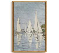 ARPEOTCY Vintage Framed Canvas Wall Art, 16x24inch, Farmhouse Sailboat Large Wall Decor, Nautical Lake Art Prints Home Decorations, Seascape Hanging Paintings for Living Room Bedroom Office Decor