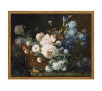 ARPEOTCY Vintage Framed Canvas Wall Art, Bathroom Hydrangea Peonies Floral Pictures Retro Wall Prints Decor, Bedroom Living Room Flower Paintings Farmhouse Moody Decor, 8x10 Inch