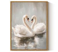 ARPEOTCY Vintage Framed Canvas Wall Art, Vintage Grace Swan Wall Art for Living Room Bedroom Office, Classial Retro Swan Framed Poster Bathroom Decor Aesthetic, 12x16 Inch