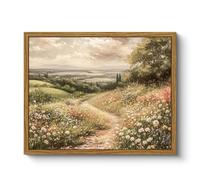ARPEOTCY Vintage Framed Canvas Wall Art, Wildflower Field Landscape, Living Room, Bathroom, Bedroom Decor (8x10 Inch)