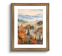 ARPEOTCY Vintage Gold Framed Large Wall Art, Classical Fall Forest Autumn Landscape Paintings, Canvas Prints Artwork with Antique Frame, Victorian Wall Picture Decor for Living Room, 16x20 inch