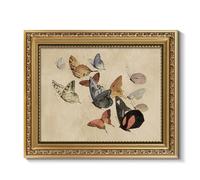 ARPEOTCY Vintage Gold Framed Wall Art, Classical Flying Butterflies Paintings, 8x10 inch Small Aesthetic Canvas Prints Artwork with Frame, Victorian Wall Decor for Living Room Bathroom Bedroom Shelf