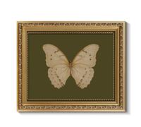 ARPEOTCY Vintage Gold Framed Wall Art, Classical White Butterfly Paintings, 8x10 inch Small Moody Green Canvas Prints with Antique Picture Frame, Victorian Wall Decor for Gallery Living Room Shelf