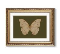 ARPEOTCY Vintage Gold Framed Wall Art, Classical White Butterfly Paintings, Dark Moody Green Canvas Prints Artwork with Frame, Victorian Wall Decor for Living Room Bathroom Bedroom 11x14 inch