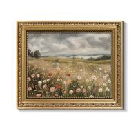 ARPEOTCY Vintage Gold Framed Wall Art Decor, 8x10 Inch Dreamy Wildflower Picture, Retro Farmhouse Landscape Wall Art for Living Room Bedroom, Rustic Bathroom Decor Aesthetic