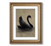 ARPEOTCY Vintage Gold Framed Wall Art Decor, Black Grace Swan Canvs Art for Living Room Bedroom Office, 11x14 Inch Vintage Animal Oil Painting Picture Bathroom Wall Decor Aesthtic