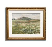 ARPEOTCY Vintage Gold Framed Wall Art, Fields with Wild Poppies Retro Paintings, Canvas Prints Artwork with Antique Frame, Victorian Wall Picture Decor for Gallery Living Room 13x16 inch