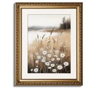 ARPEOTCY Vintage Gold Framed Wall Art, Wildflower Field Paintings, Floral Canvas Prints Artwork with Antique Frame, Victorian Wall Picture Decor for Room Gallery Living Room, 13x16 inch
