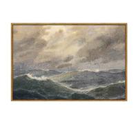 ARPEOTCY Vintage Ocean Large Framed Wall Art, Roaring Sea Wave Landscape Paintings Decor Aesthetic, Canvas Art, Retro Nautical Explore Wall Pictures for Room Decoration, 24x36 Inch