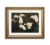 ARPEOTCY Vintage Still Life Gold Framed Wall Art, White Roses Retro Paintings, Canvas Prints Artwork with Antique Frame, Victorian Wall Pictures Decor for Living Room Gallery, 13x16 inch