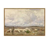 ARPEOTCY Vintage Wall Art, Farm Pasture Sheep Retro Painting, Framed Art Decor Aesthetic, Large Canvas Print Artwork, Meadow Home Wall Decor for Bedroom Living Room 24x36 Inch