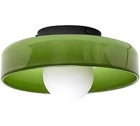 ARPET Mid Century Orange Glass Ceiling Lamp Nordic Modern Green Hallway Lighting Fixtures Semi Flush Mount Ceiling Light with Milk Globe Round Bedside Wall Mount Lamp for Bedroom Cloakroom Stairway (