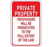 ARPINO Tin Sign 12"x16" Private Property Trespassers Prosecuted Full Extent of The Law Notice Sign Caution Sign Safety Sign