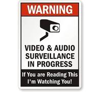 ARPINO Tin Sign 12"x16" Warning - Video & Audio Surveillance in Progress, If You are Reading This I'm Watching You! Notice Sign Caution Sign Safety Sign