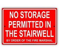 ARPINO Tin Sign 8"x12" No Storage Permitted in The Stairwell by The Order of The Fire Marshall Notice Sign Caution Sign Safety Sign