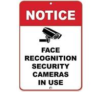 ARPINO Tin Sign 8"x12" Notice Face Recognition Security Cameras in Use Notice Sign Caution Sign Safety Sign