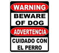 ARPINO Tin Sign 8"x12" Warning Bilingual Beware of Dog Sign English & Spanish Caution Sign Notice Sign Warning Sign
