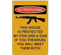 ARPINO Tin Signs 12"x16" No Trespassing This Property is Protected by God and Gun Signs Notice Sign Warning Sign Caution Sign