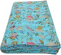 Arprani handmade cotton quilts for sale indian handblock kantha floral printed handmade quilted blanket reversible cotton blankets bohemian bedspreads
