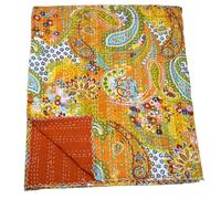 Arprani indian kantha quilted quilts handmade cotton throw blanket bedspread gudari paisley vintage bedspreads boho queen size quilt
