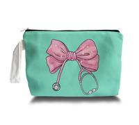 ARPTCN Pink Coquette Bow Stethoscope Nurse Makeup Bag - trendy Nurse Themed Gifts for Girls Mom Women, Cosmetic Travel Bags for Women, Nursing Student Gifts, blue